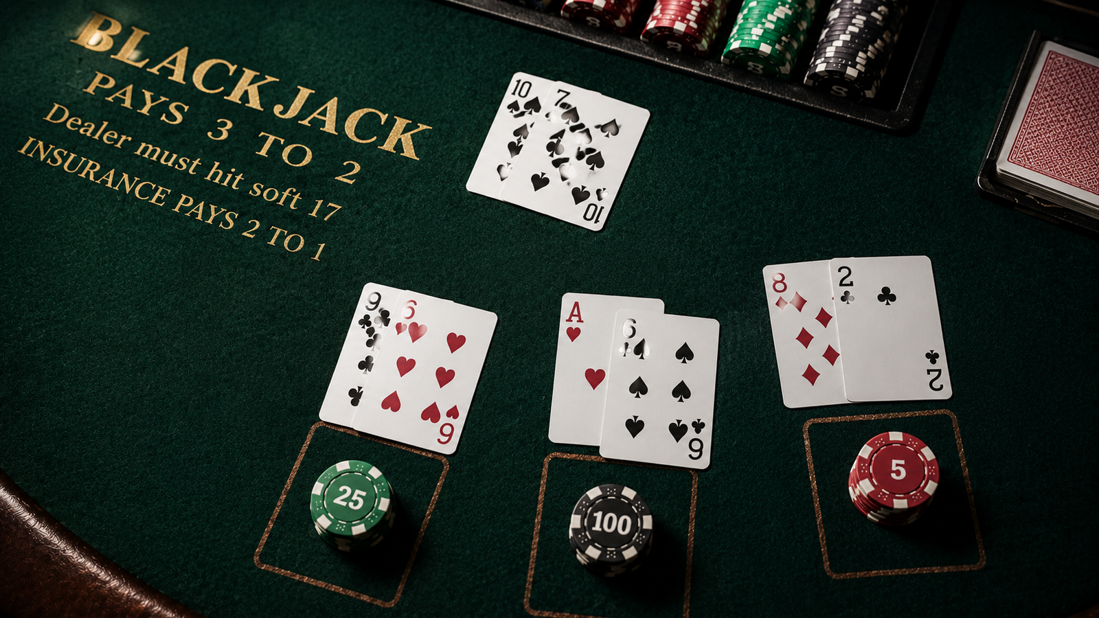 Blackjack table with 3:2 payout rules