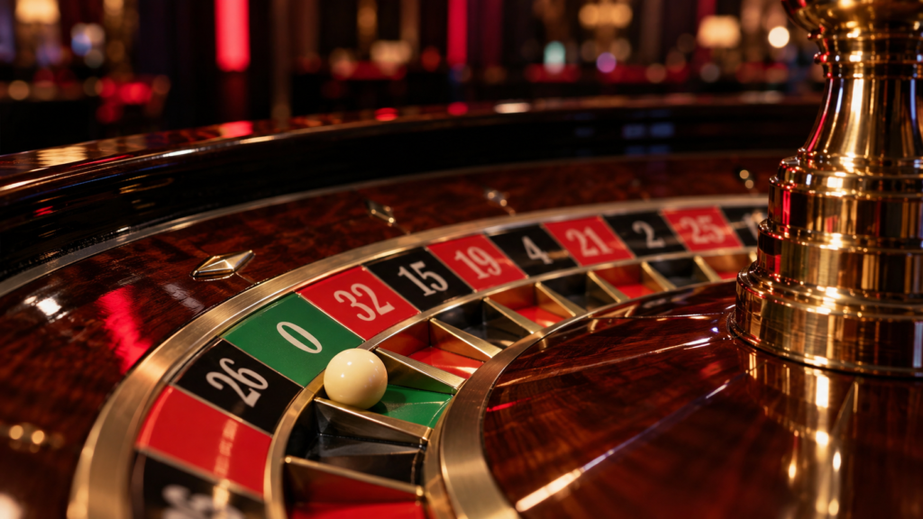 Close-up comparison of a single zero European roulette wheel next to a double zero American roulette wheel