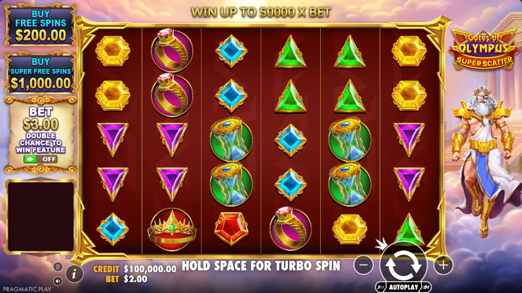 Close-up of a online casino slot machine screen with illuminated reel symbols and bonus scatter indicators